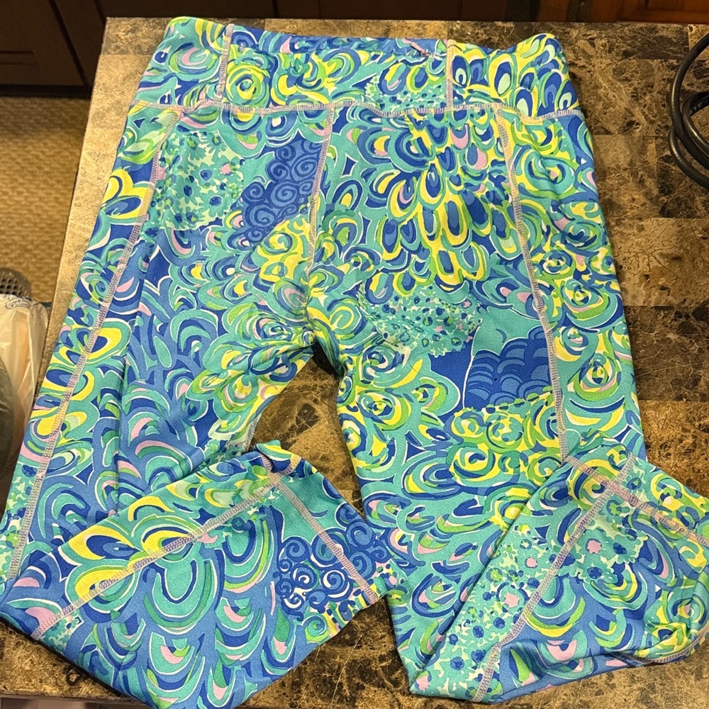 Lilly Pulitzer Blue and Green Patterned Leggings